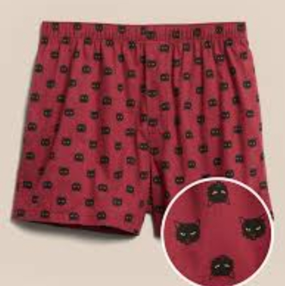 -- Banana Republic  Red Cat Print Men's Shorts